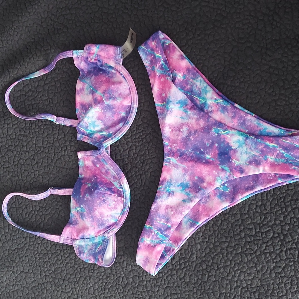 Pink purples and blue bikini